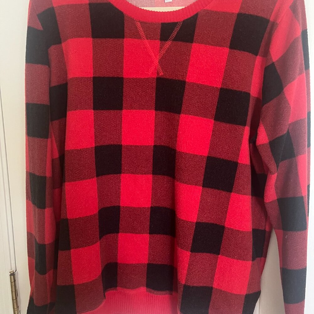 Emily Daniels Red & Black Buffalo Check Top Sz Large